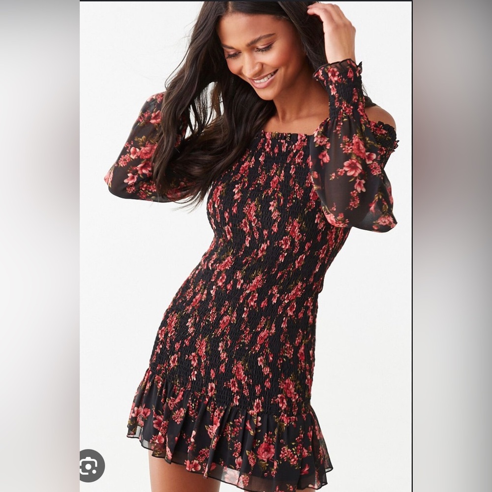 Forever 21 Off-The-Shoulder Floral Print Dress